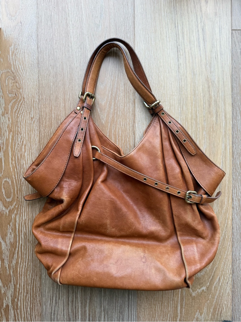 Kooba Cognac Leather Hobo Shoulder Bag